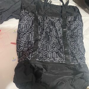 Justice Black and White Logo Backpack
